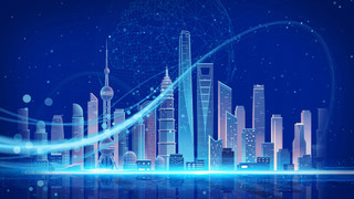 蓝色科技城市全球金融信息元素背景GIF动态图科技城市背景